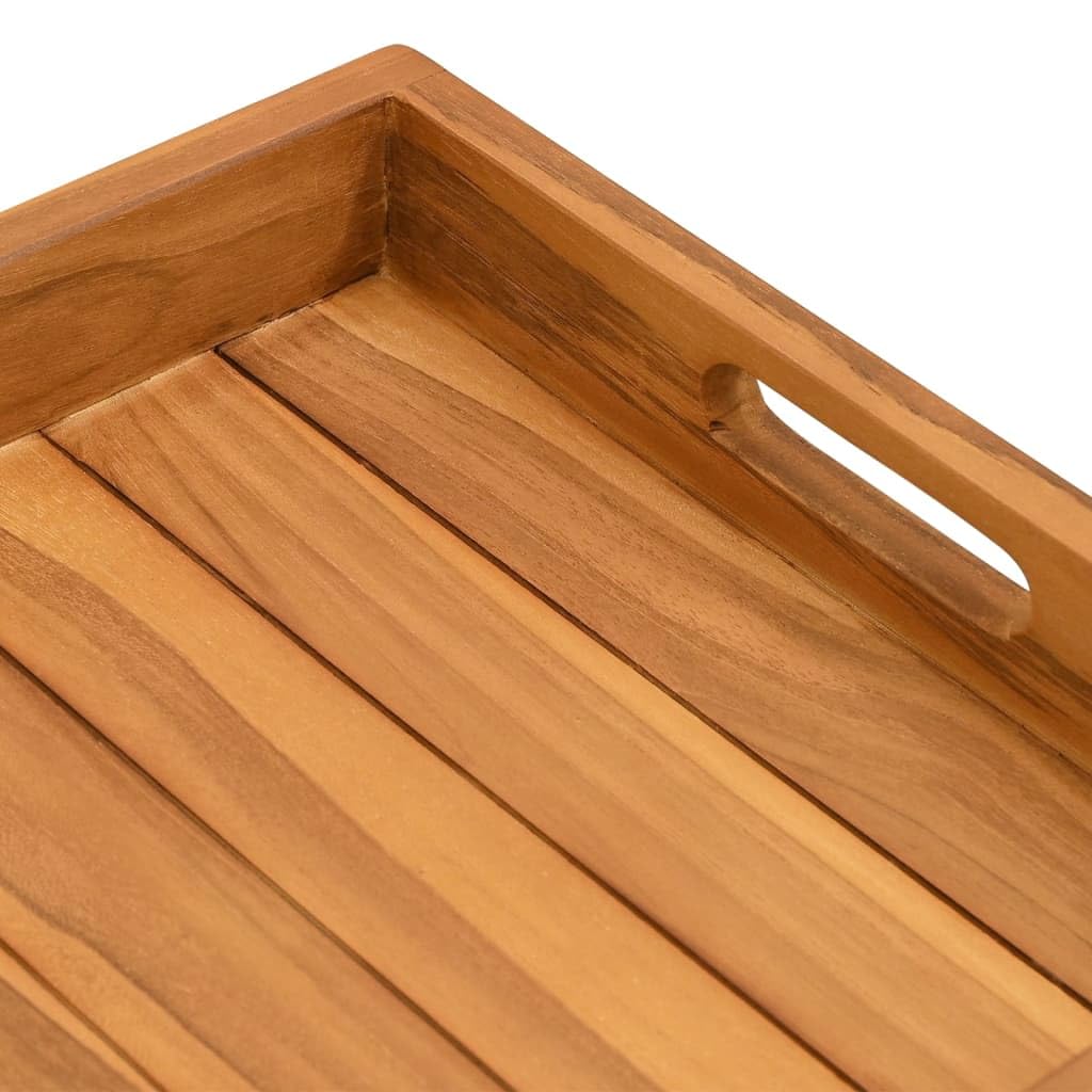 Bandeja de servir de madera maciza de teca de 60 x 35 cm con asas empotradas, bordes elevados para queso, plato para tartas, bufé y fiesta de tapas