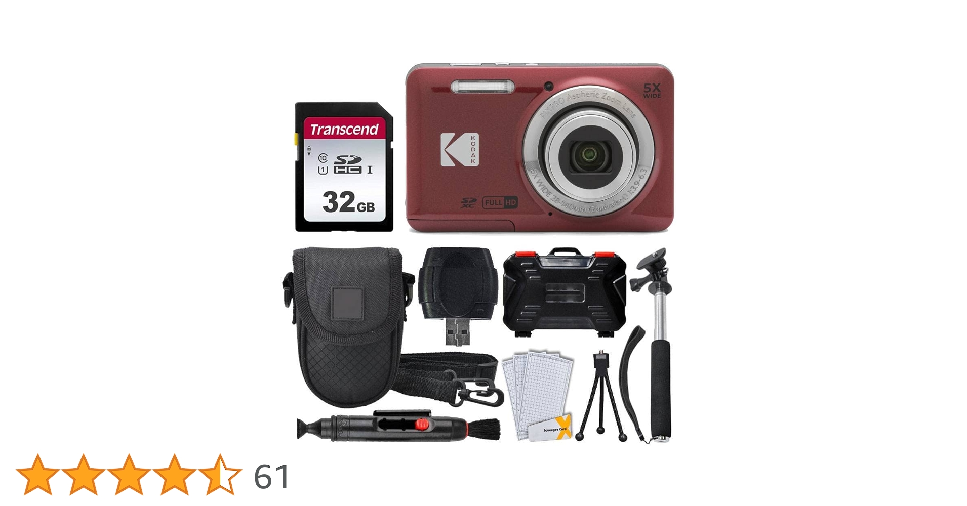 Amazon | Kodak PIXPRO FZ55 デジタルカメラ(レッド) + 32GB