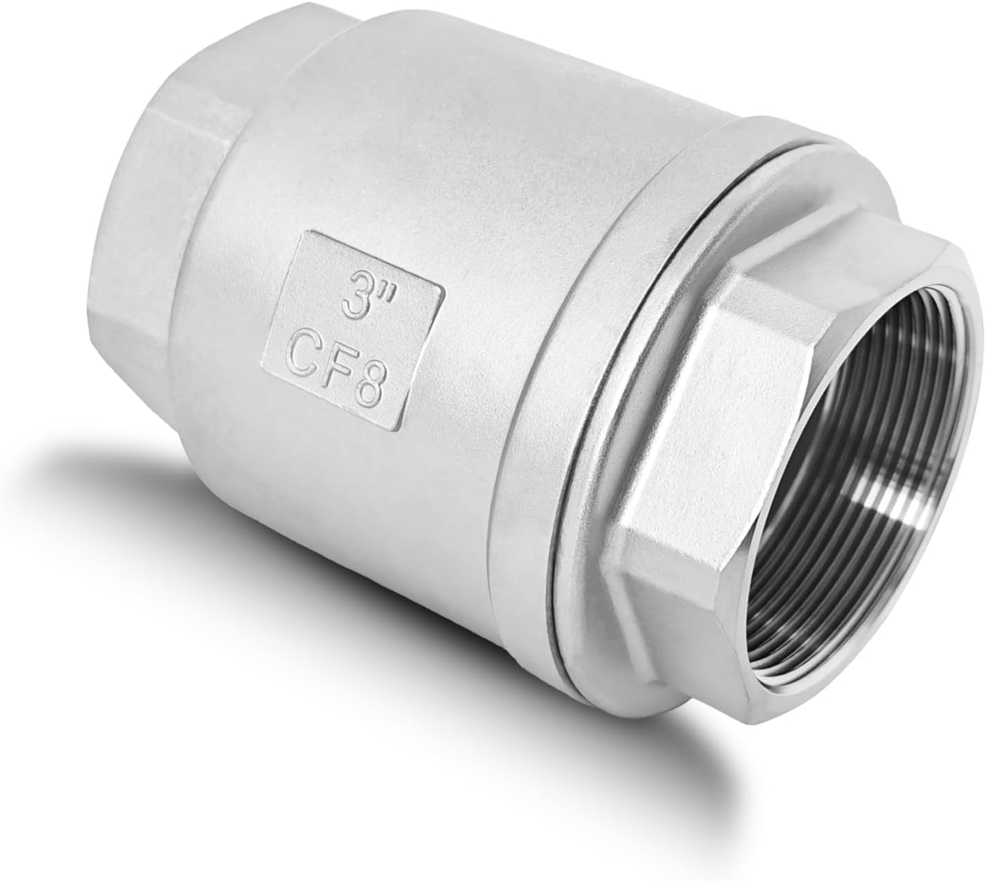 3" NPT Stainless Steel Spring Check Valve, WOG1000 NPT Thread unleaded In-Line Vertical Check Valve Non Return One Way Counterflow to Prevent the Medium Backflow for Oil Water Gas Air DN80
