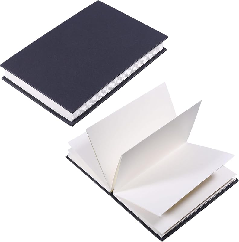 CHGCRAFT 2 piezas de acuarela de tapa dura concertina en blanco con diseño de acordeón plegable, cuaderno de bricolaje, diario portátil, cuaderno de bocetos de acuarela, 6,4 x 4,3 pulgadas, negro