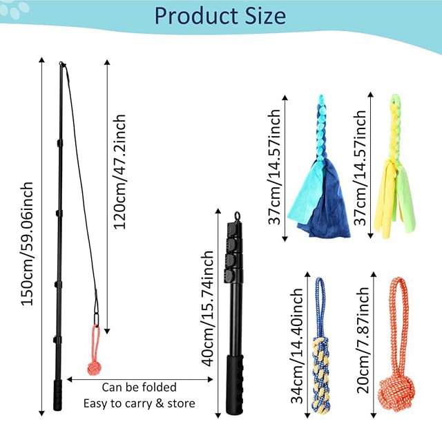 Foto 7 de 8 de Medium Dogs Flirt Pole - Interactive Dog Toy Teaser, Flirt Pole for Dogs