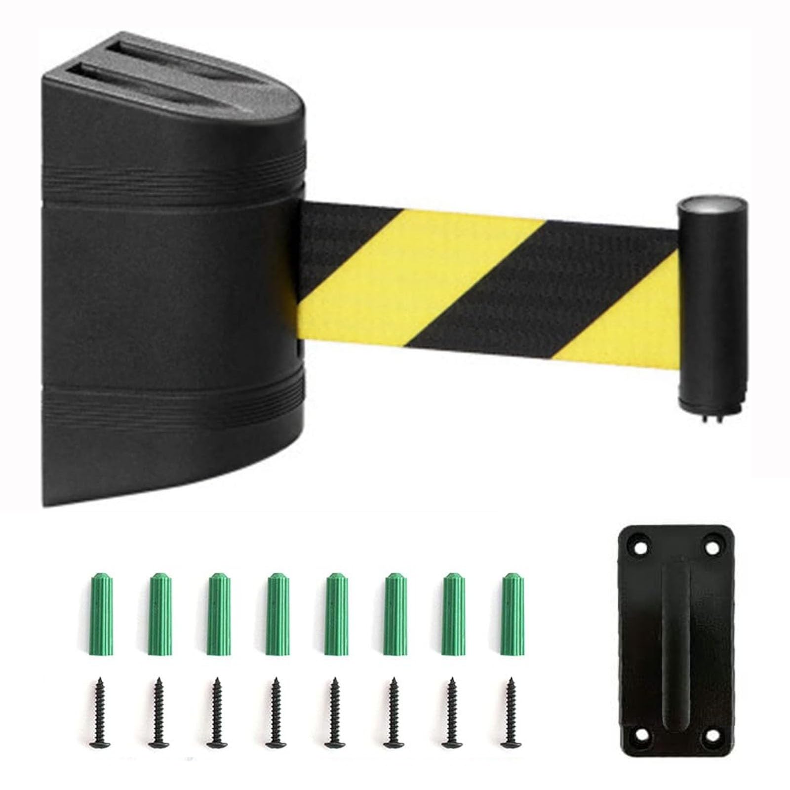 Barrière de Ceinture Rétractable Noire 10 m, Barrière de Cordon de Sécurité Murale, pour Aéroports, Banques, École