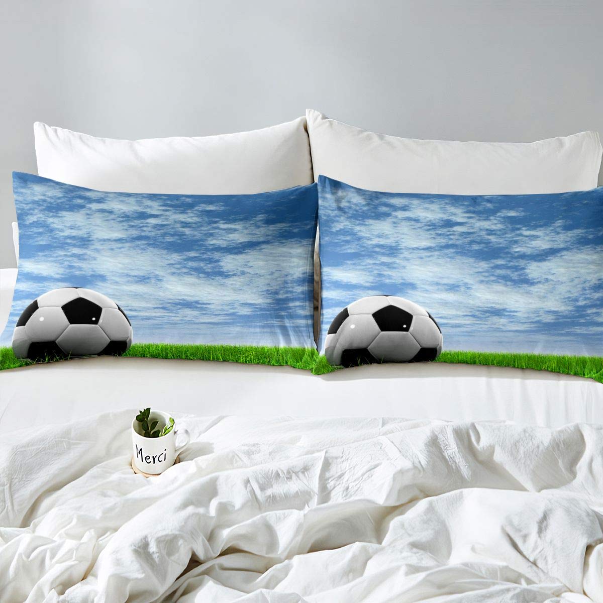 Set Di Lenzuola Da Calcio Set Di Biancheria Da Letto Campo Da Calcio Giochi Competitivi Set Di Lenzuola Sportive Traspiranti Con Tasca Profonda Lenzuolo Con Angoli Matrimoniale - 9