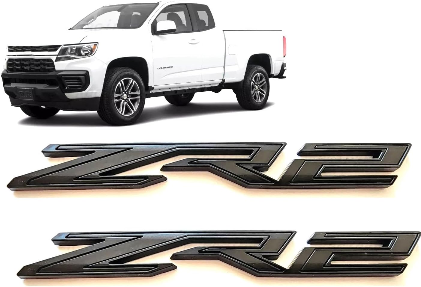 2Pcs Rear Tailgate ZR2 Emblems Truck Badge Sticker Compatible with 2019+ Colorado 1500 (Matte Black)