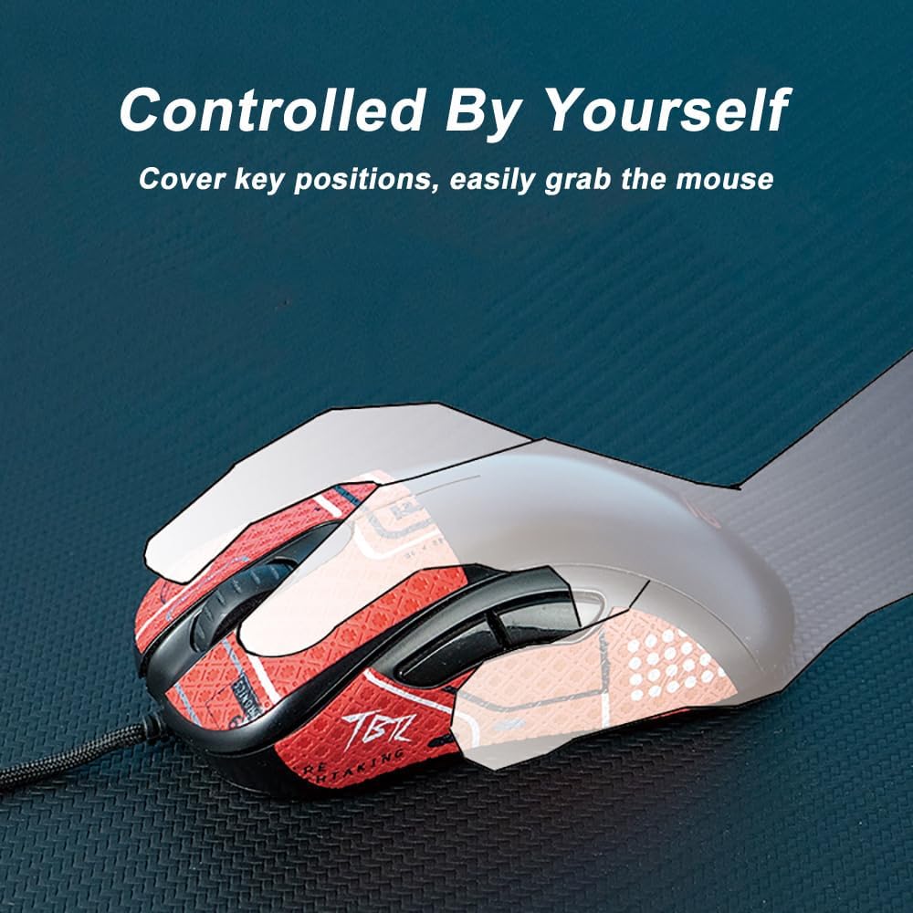Grip Tape for Razer Viper V3 Pro & V4 Pro - Anti-Slip,Enhanced Control, Sweat Resistance,Improves FPS Gaming Grip & Mouse Protection [Pre-Cut] Printsteam Red image 5