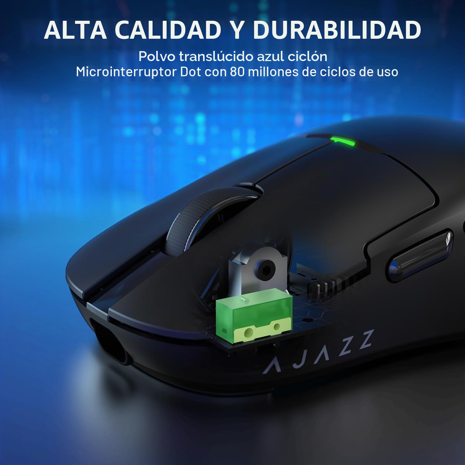 AJAZZ AJ159P Superlight Ratón de Juego Inalámbrico con Muelle de Carga Magnética, Ultra Luz 56G, Pixart Paw3395 Sensor, 26000 DPI, 2.4GHz/USB-C Cableado, 6 Botones Programables, para PC/Mac (Negro)