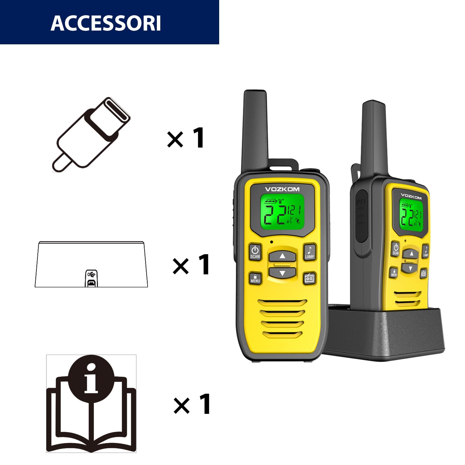 Walkie talkie ricaricabili professionali della lunga autonomia per l'adulto, radio bidirezionali di FM 36 canali