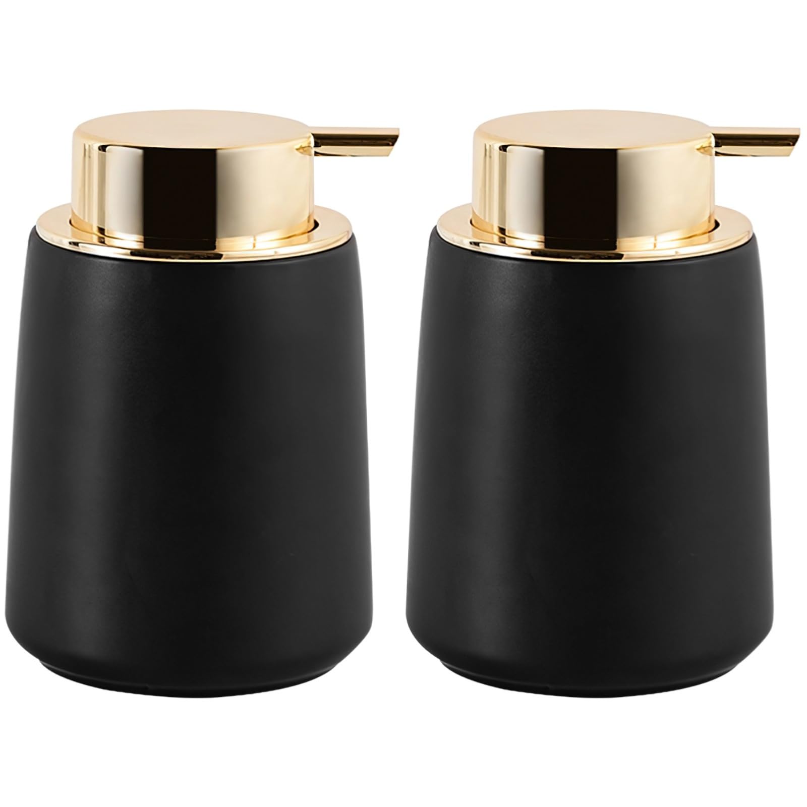 Keramik-Seifenspender mit goldfarbener Pumpe, 360 ml, 2 Stück, modernes Badezimmer-Design