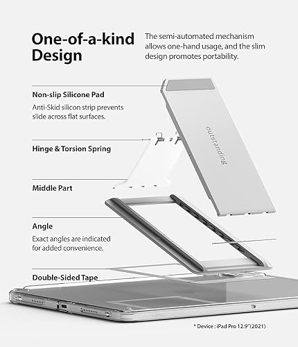 Miniatura 3 de Ringke Fusion Plus con funda + soporte excepcional, compatible con iPad Pro 12.9 (6ª generación 2022, 5ª generación 2021), funda transparente con
