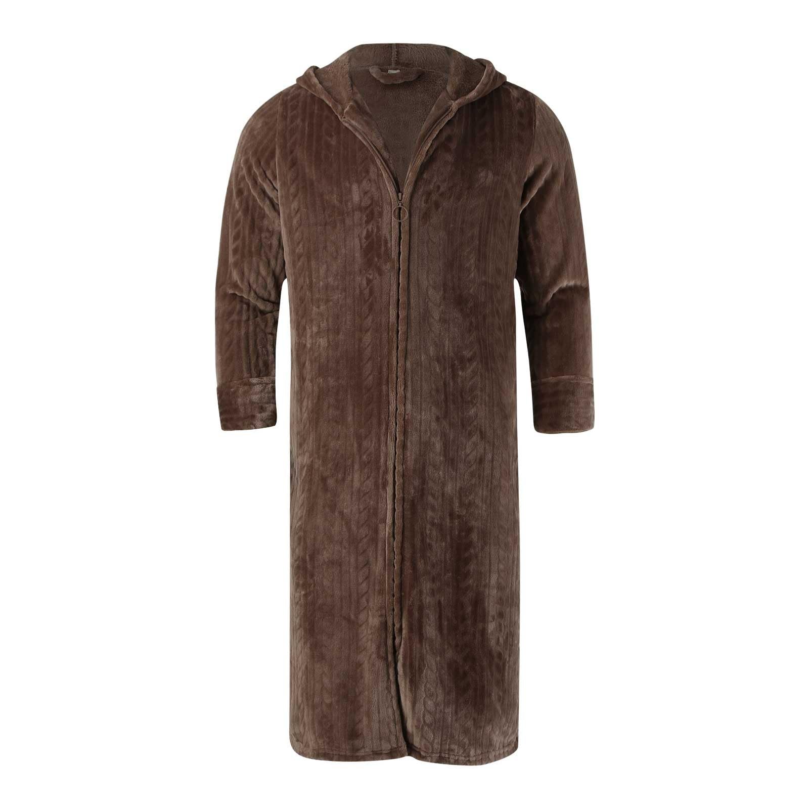 Genérico Pijama con Capucha de Terciopelo para Hombre, Pijama Acojedor de Manga Larga con Cremallera, Ropa de Dormir Suave y Cálida para Invierno