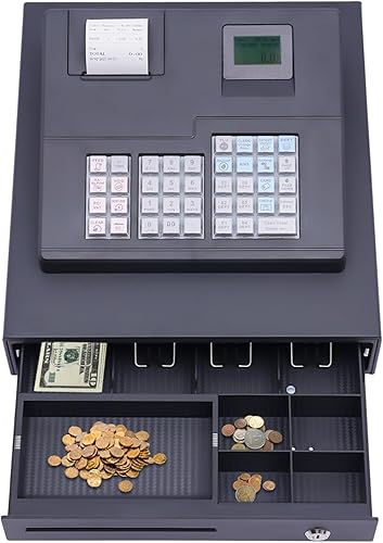 Caja registradora, 8 dígitos LED de 38 llaves registradora electrónica, caja registradora automática con 32 departamentos, impresora térmica de