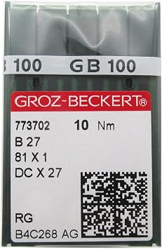 GROZ-BECKERT Needle in CKPSMS Clear Plastic Box- 100PCS Groz Beckert DCX27 DCX1 B27 Industrial Serger Overlock Sewing Needles Needle SizeDCX27 9/65