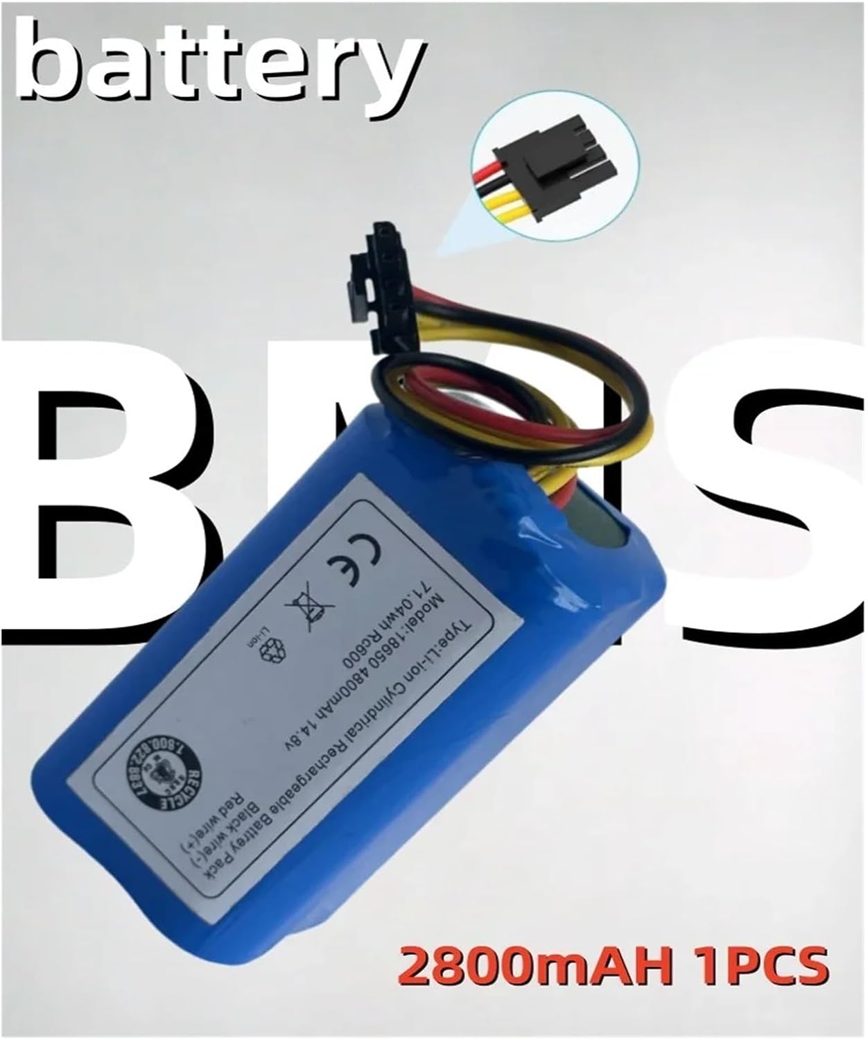 14.4V/14.8V Li-Ion Replacement Battery Pack，Compatible for Kitfort KT-590,Robot Vacuum Cleaner Rechargeable Battery(2800mAH)