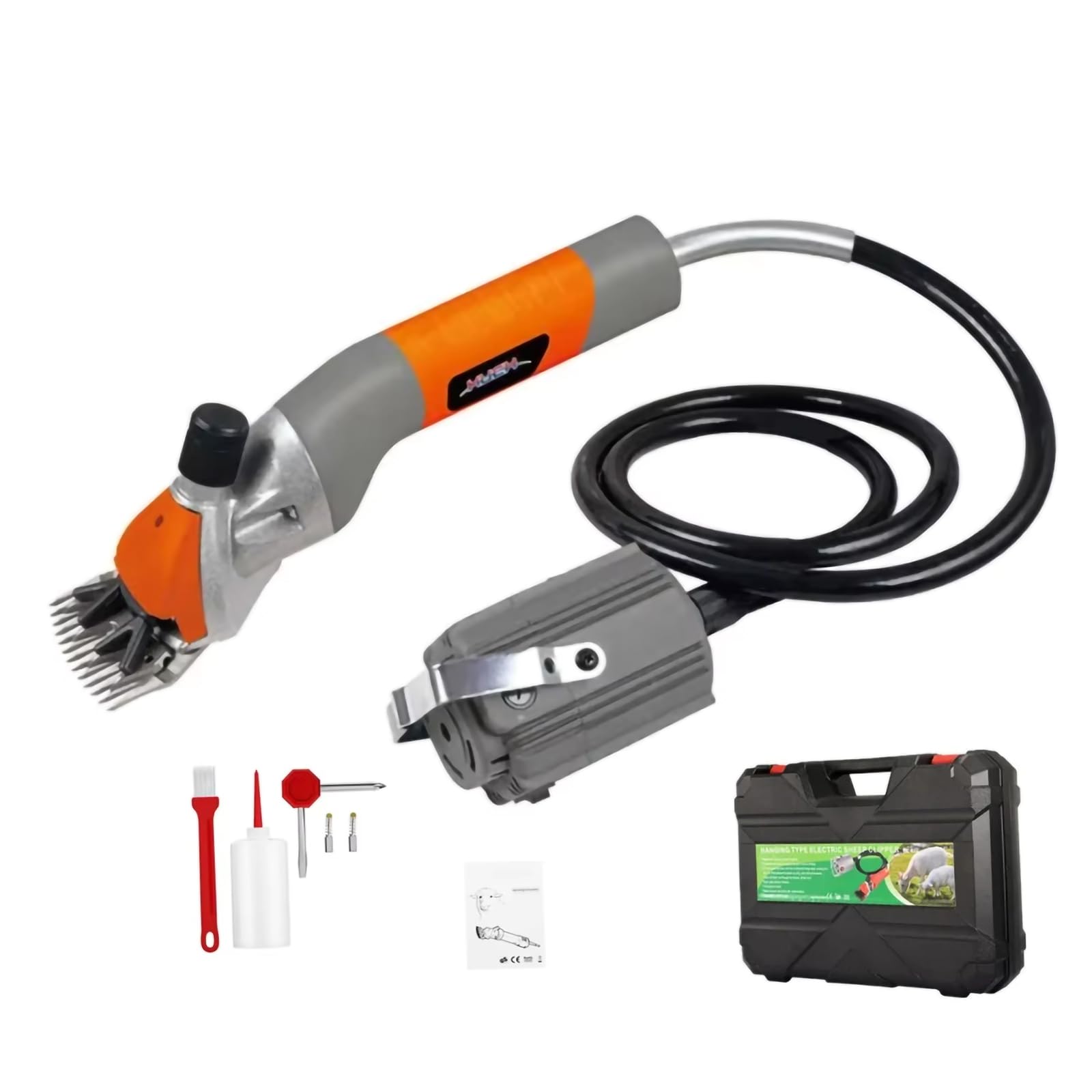 Forbici elettriche sospese per lana da 1000 W, forbici elettriche per pecore resistenti, lama in acciaio ad alto tenore di carbonio a 13 denti, 2800 giri/min, chiave, spazzole di ricambio,Red