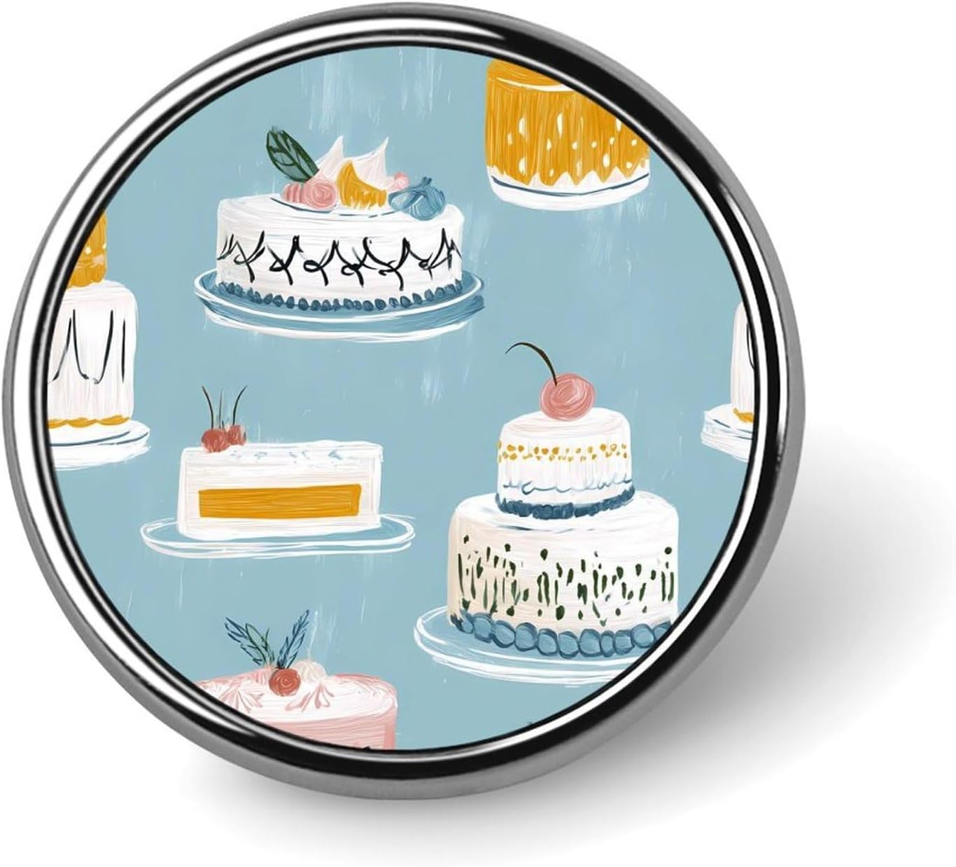 Colorful Cakes Dessert Round Brooch Metal Pin Badges Fashion Lapel Pins Jewellery Unisex