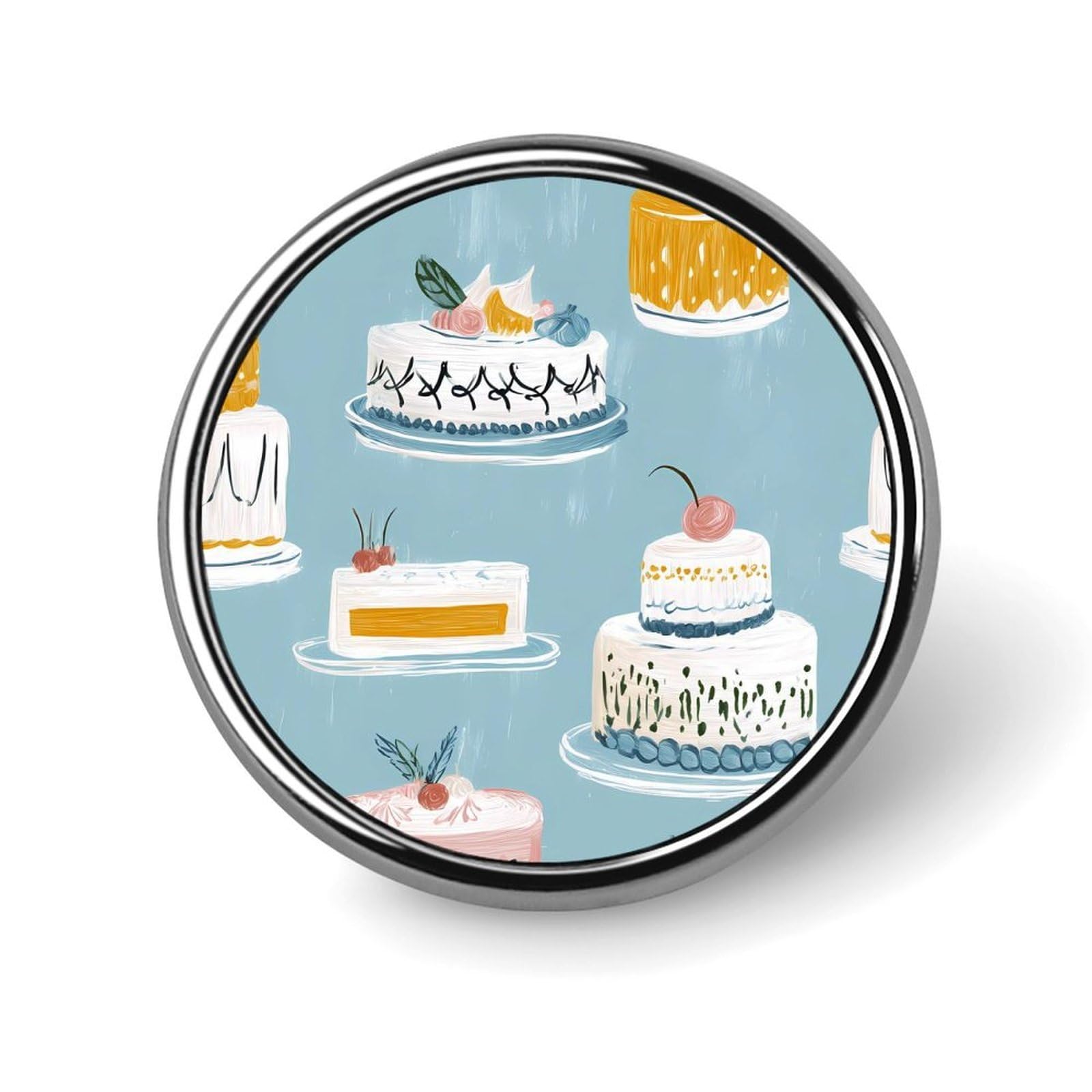 Colorful Cakes Dessert Round Brooch Metal Pin Badges Fashion Lapel Pins Jewellery Unisex