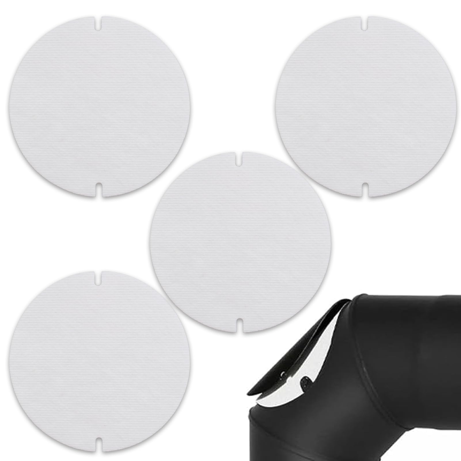 Pack Of 4 Flam Gasket, Stove Pipe Seal, Flat Seal, Pipe Seal For Cut, Seal For Stove Pipe Flaps, Heat Resistant Up To 1250 °C, White (155 X 2 Mm