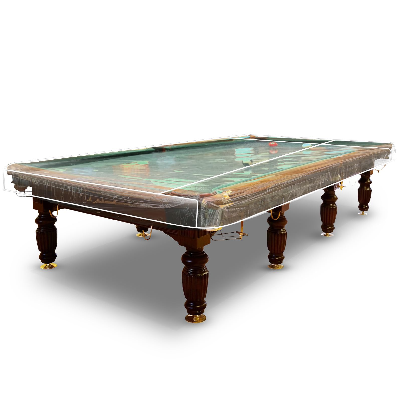 Breling 8 Feet Clear Pool Table Cover PVC Billiard Table Cover Heavy Duty Waterproof and Tearproof Covers for Pool Table Fitted Pool Table Accessories All Season Sun Snow Rain Dust Protection