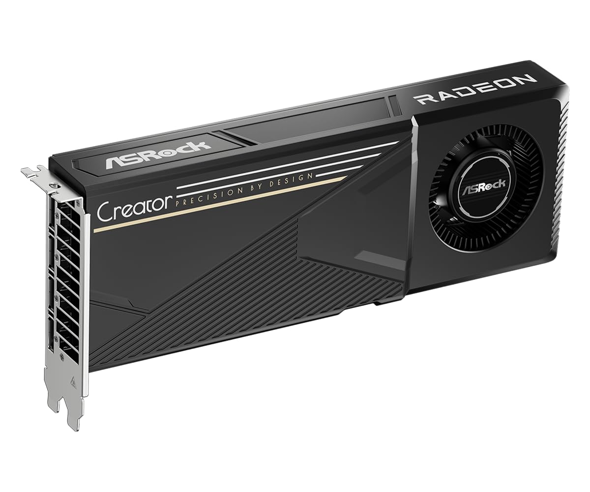 Asrock AI Pro R9700 Creator, PCIe5, 32GB DDR6, 4 DP, 2920MHz Clock, 12V-2x6 Power, Die-Cast Metal Shroud, 2-Slot