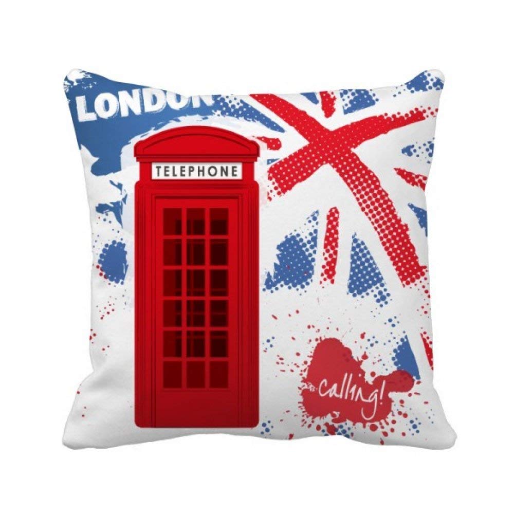 Housse de coussin drapeau britannique Londres rouge cabine téléphonique 45x45 cm
