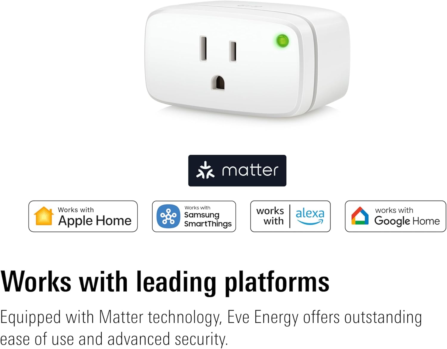 Eve Energy White Smart Plug 2-Pack with Matter Technology