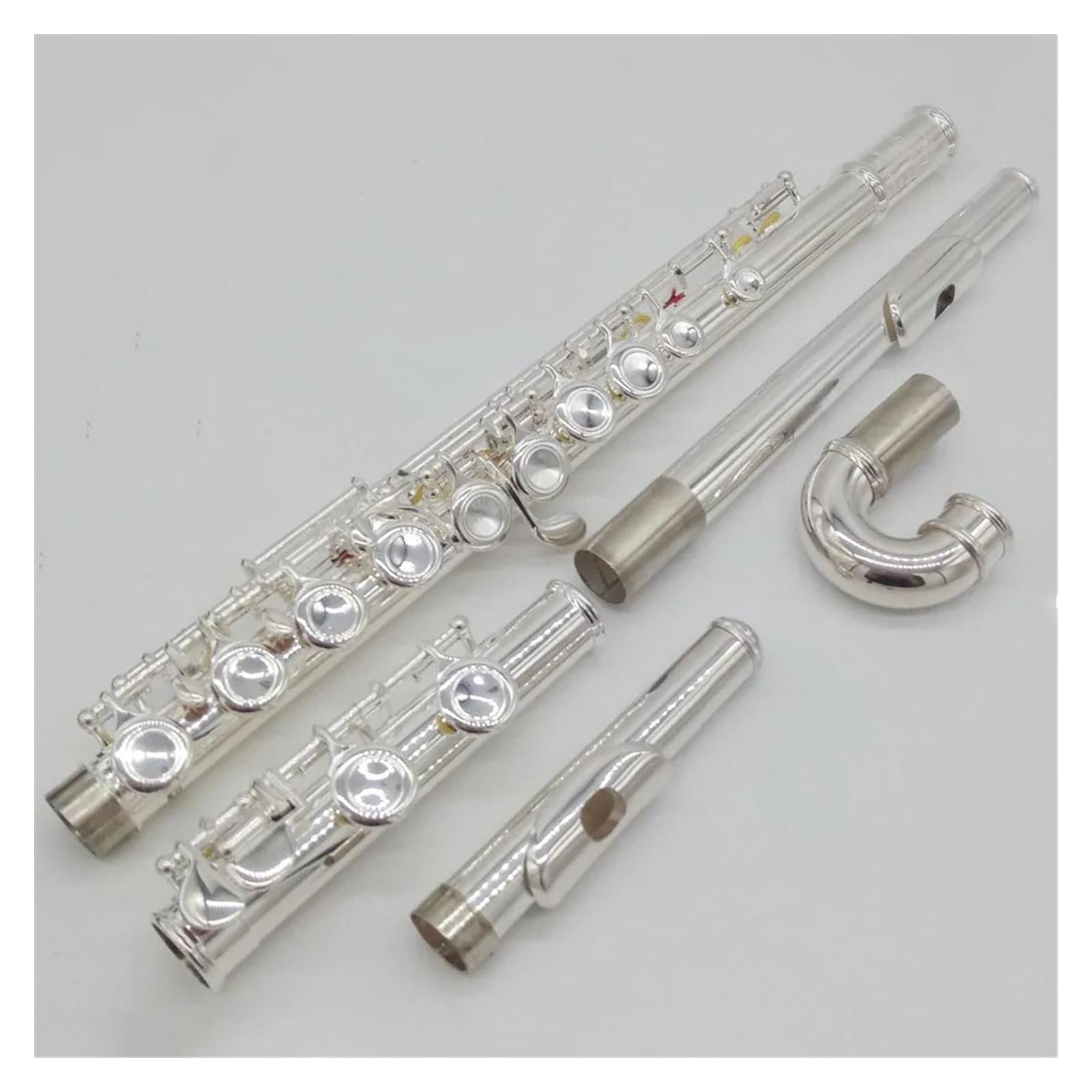 Flauti Placcati In Argento Strumento Per Studenti Flauti Con Testata Curva 16 Fori Chiusi Chiave E Con Custodia Flauto Traverso Kit