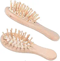 Escova de Cabelo de Bambu pequena mini Antifrizz ideal para levar na bolsa ou necessaire Massageadora Natural – Desembaraça sem Quebrar, Reduz Estática, Sustentável, Ideal para Todos os Tipos de Cabelo