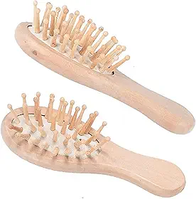 Escova de Cabelo de Bambu pequena mini Antifrizz ideal para levar na bolsa ou necessaire Massageadora Natural – Desembaraça sem Quebrar, Reduz Estática, Sustentável, Ideal para Todos os Tipos de Cabelo