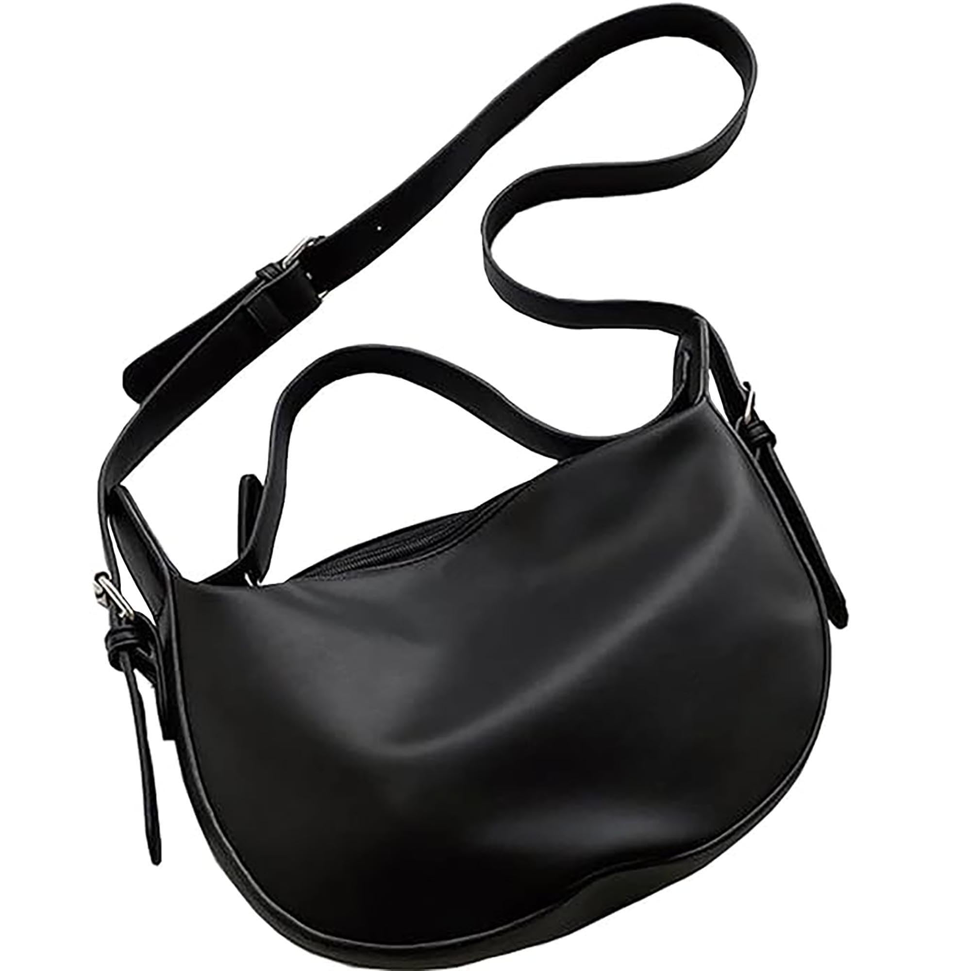 SIBY Womens White Dumpling Sling Bag | PU Leather Cross Shoulder Handbag with Zipper Closure | Casual Travel Purses- Black (B0BYNSZWCB) Amazon Price History, Amazon Price Tracker