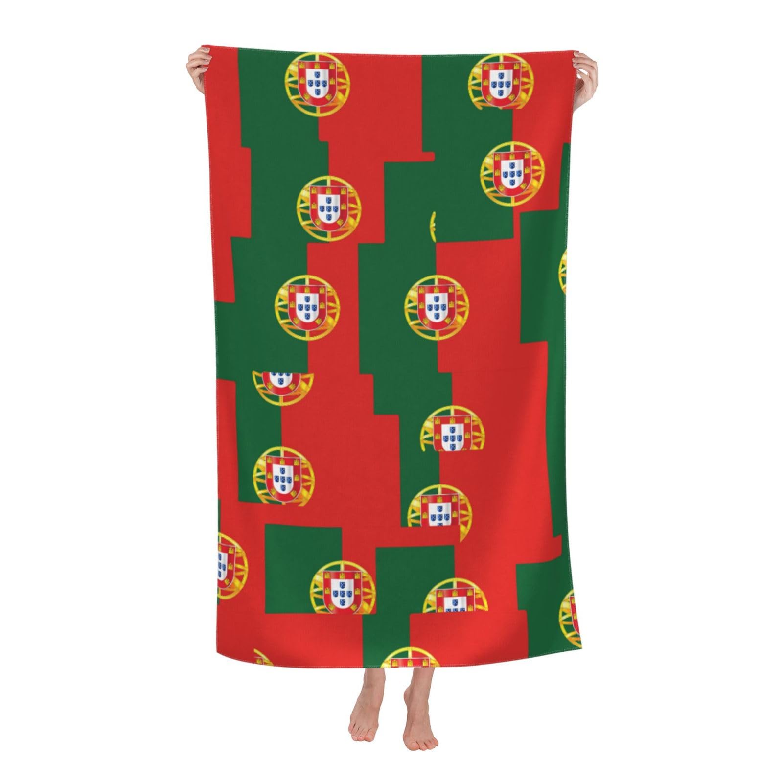 LSRCPD Beach Towel Portugal Flag Pattern Microfiber Beach Towels Blanket Oversized Tropical Big Extra Large XL Pool Towels Quick Dry Sandproof for Women Girls Kids