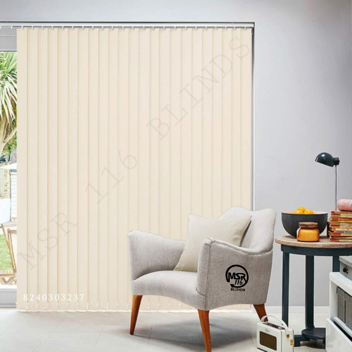 MSR 116 Vertical Blinds/Curtains and Shades for Home Furnishing(Balcony,Kitchen,Bedroom,Bathroom etc) Cream (36 inch(W)*44 inch(H))