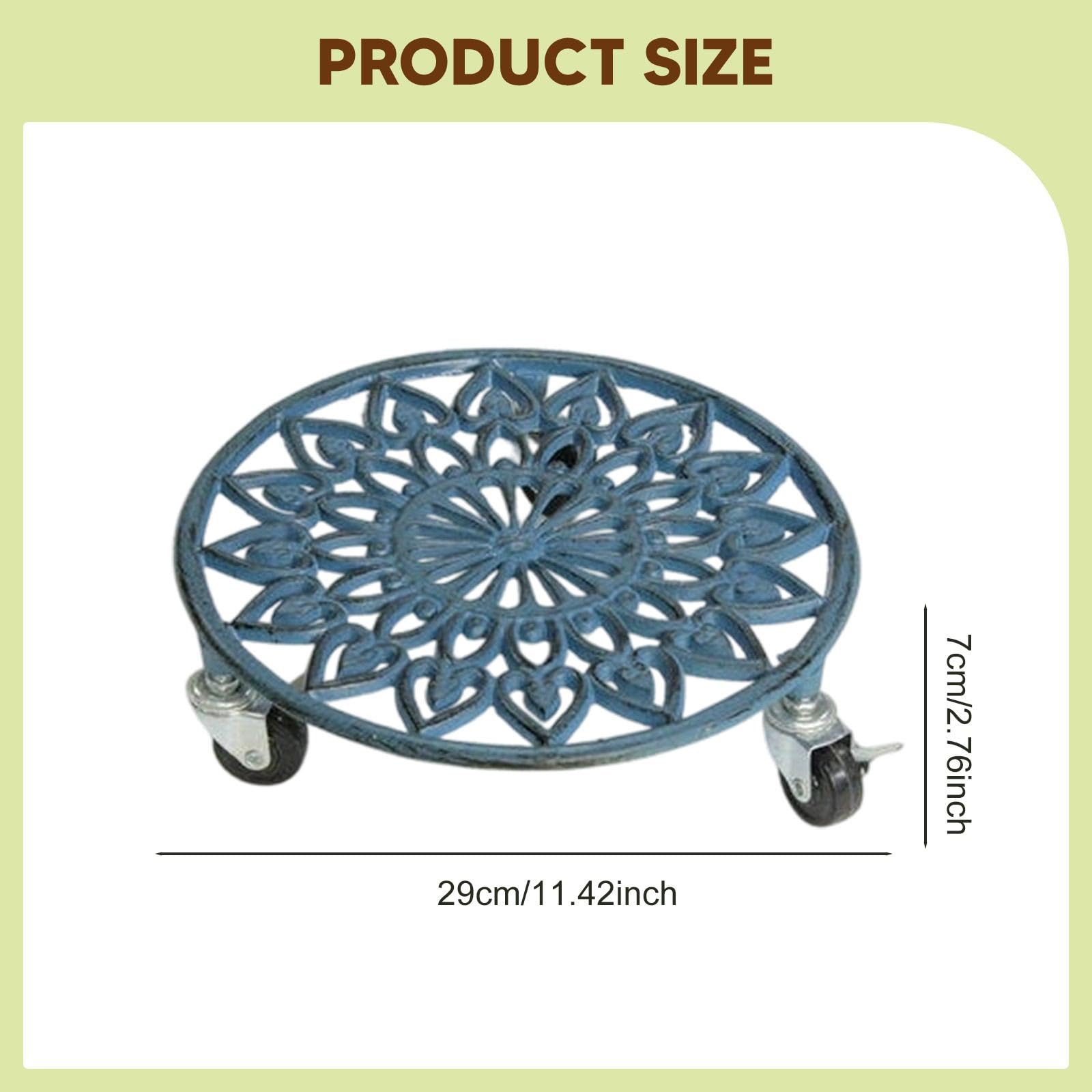 Soporte Rodante para Plantas, Bandeja para Macetas con Ruedas, Carro para Mover Macetas, Base de Hierro con Ruedas para Cubos de Basura Pesados, Azul