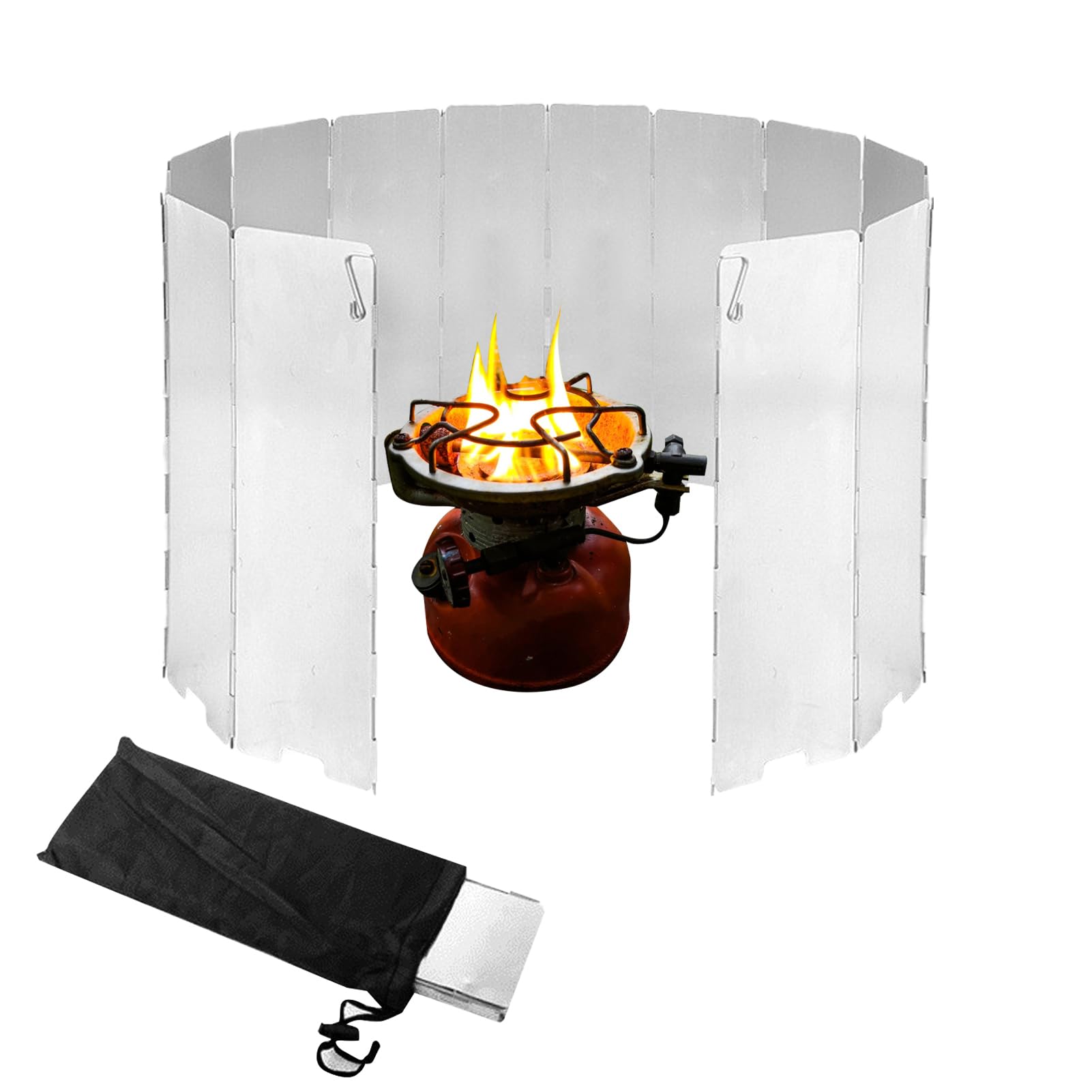 Foldable Camping Stove Windshield, 12Pcs Aluminium Plates, Portable Wind Screen for Backpacking, Camping and Outdoor Cooking