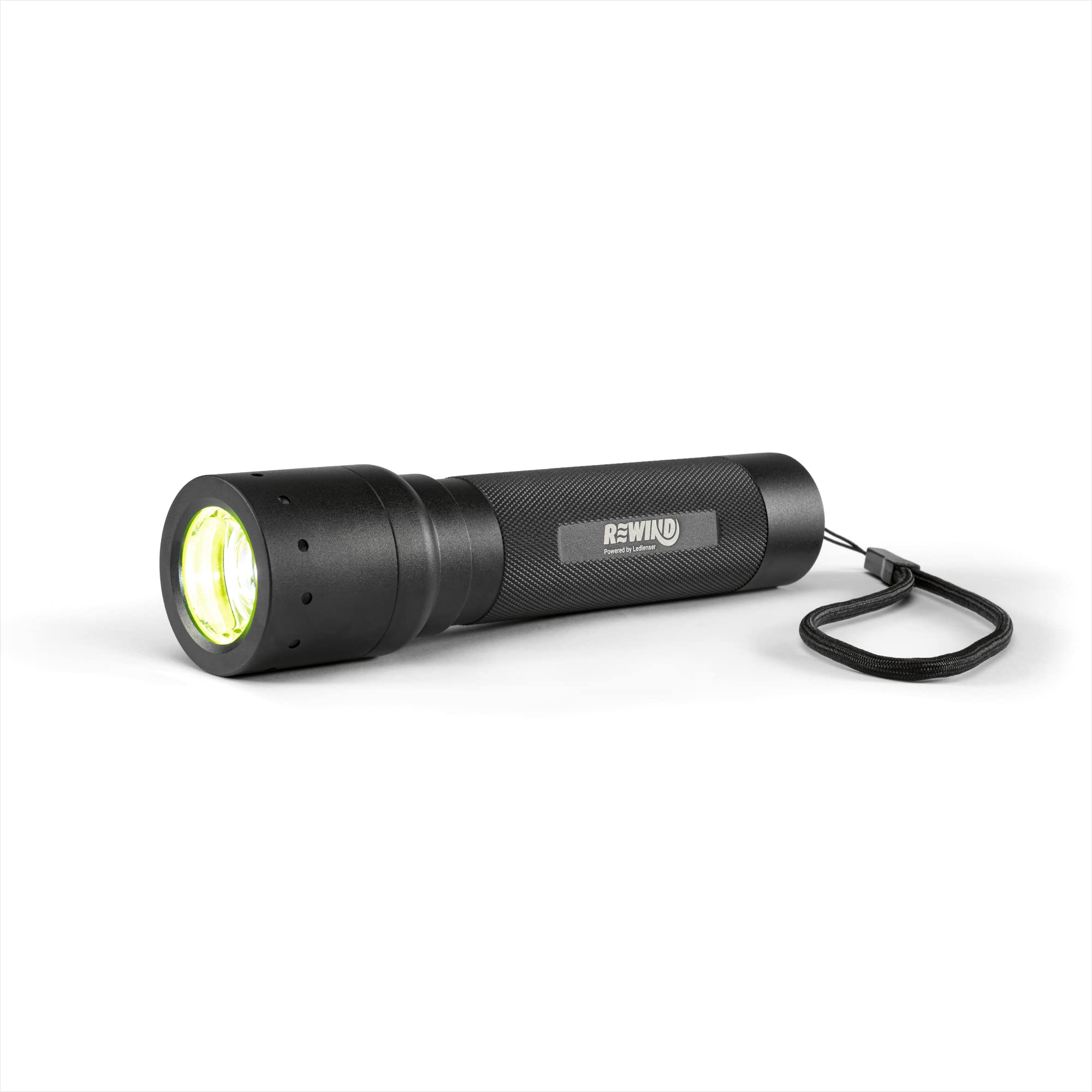 REWIND Powerful, Robust and Handy Aluminum LED Flashlight, 340 lumens, 280 m Range, 332 g