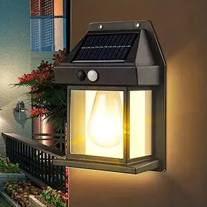 Vrozty Wireless Dusk to Dawn Motion Sensor LED Wall Sconce, Solar Light Outdoor Wall Light, Solar Lamp with Motion Sensor, Waterproof Outdoor Lamp for Garden, Yard- Multi Color