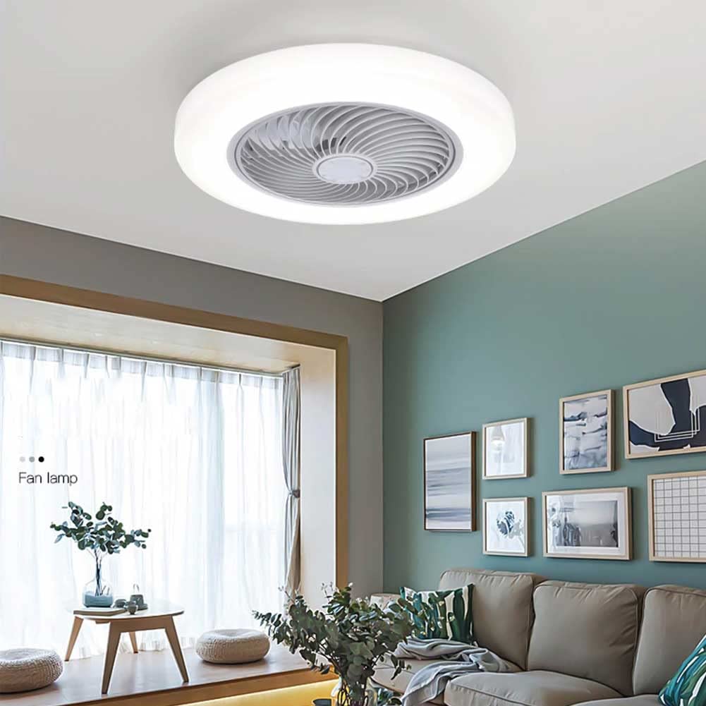 BAKAJI Lampadario Plafoniera con Ventilatore a Soffitto 3 Velocità Luce LED 18W Colorazione Regolabile Funzione Timer 1/2/4/8 ore e Telecomando Controllo a Distanza Staffa in Metallo Diametro 50 cm