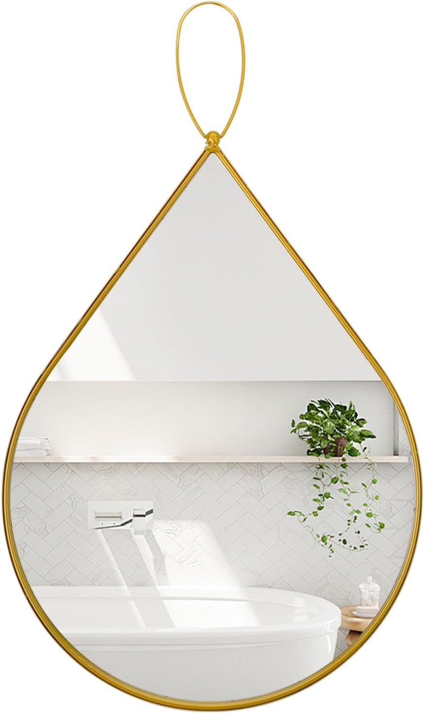 Small Mirror for Wall Teardrop Mirror with Gold Metal Framed Modern Wall Mirrors Decorative for Wall Decor Bedroom Living Room Bathroom Mirror Gold 16"L x 12"W