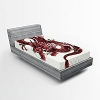 Vista 292 de Ambesonne - Sábana bajera ajustable multicolor, en colores y tres tamaños Azul y gris