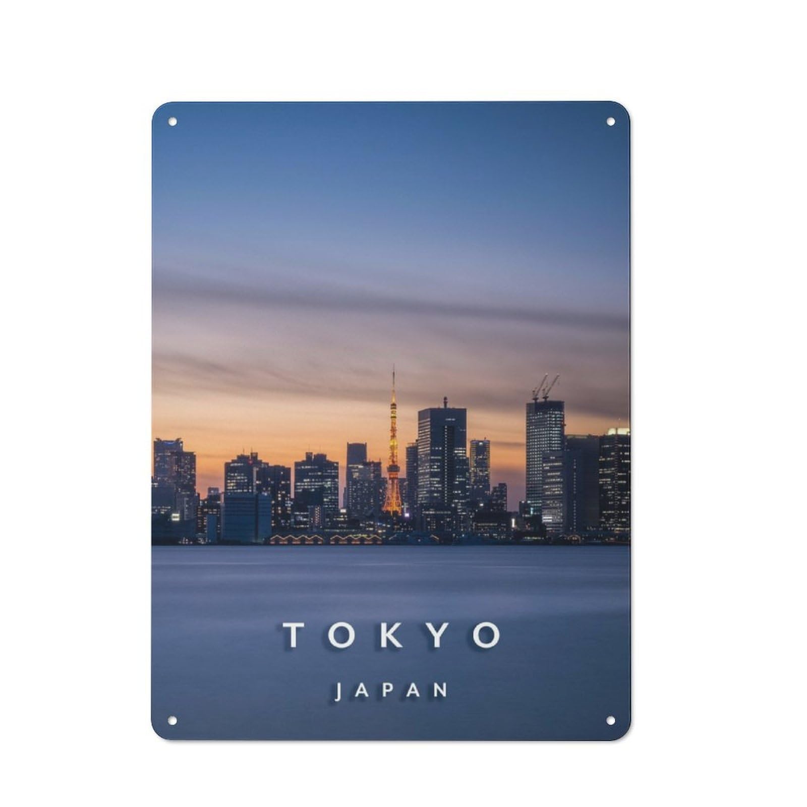 Junmoney Tokyo Skyline Printed Metal Sign 40X30cm For Man Cave Or Games Room, Suited To Man Cave Decor Fans