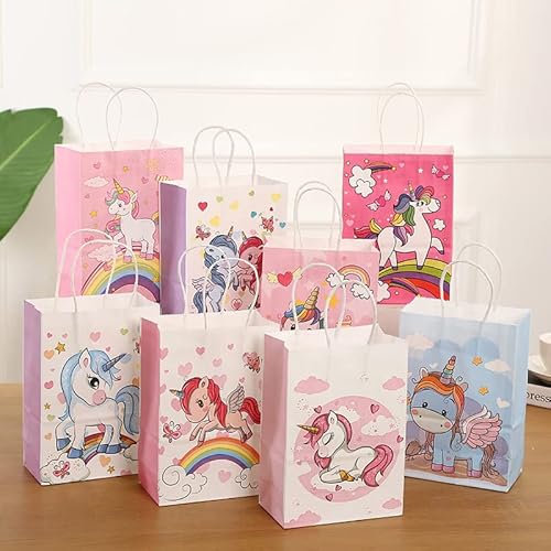 Bolsas de Papel de Regalo Unicornio LKNBIF 14 Pieza Bolsas Papel Unicornio Reutilizables con Mango Bolsas Regalo de Fiesta de Unicornio Bolsas de Fiesta para Niños Cumpleaños Cover