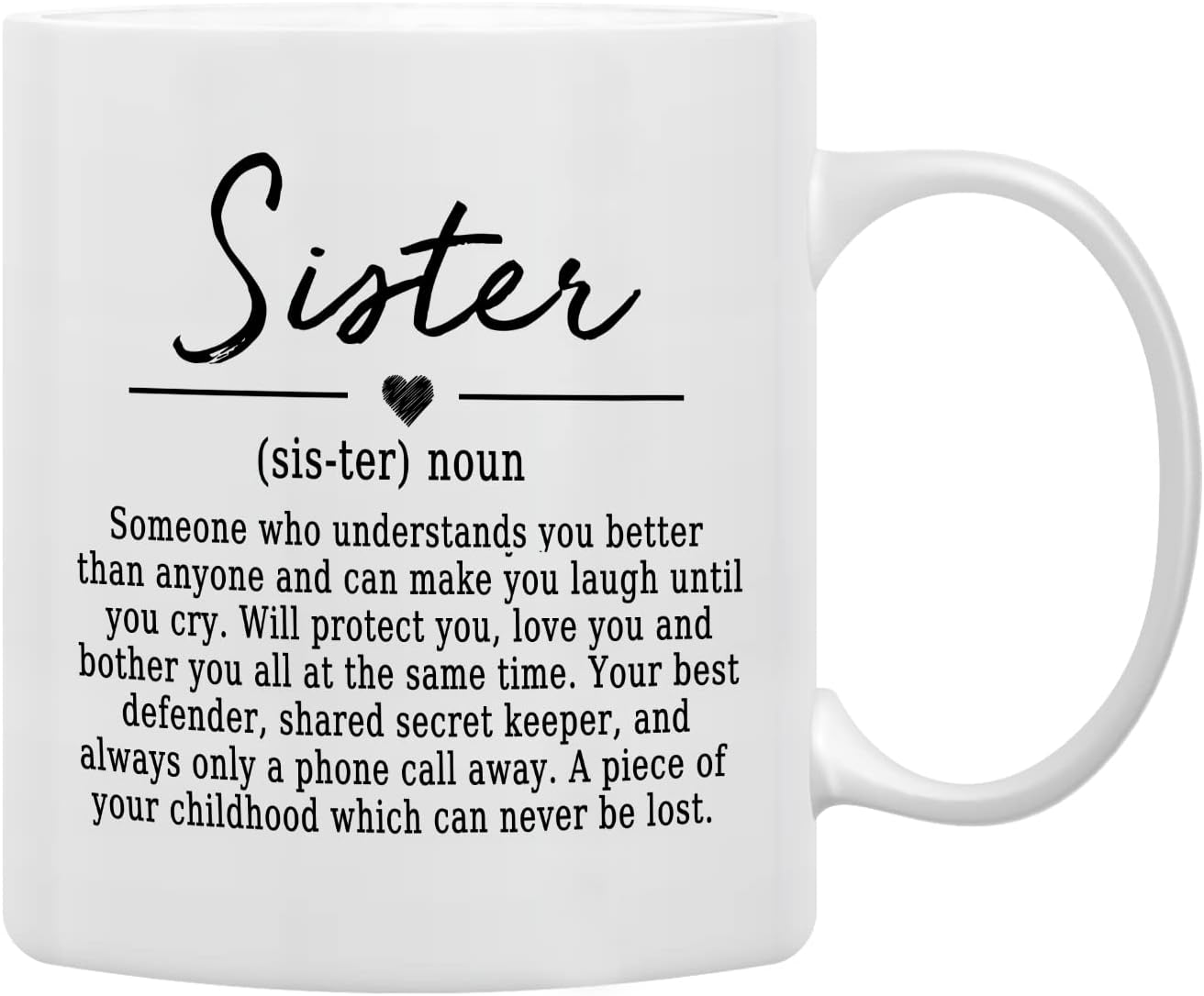 QASHWEY Sister Definition Coffee Mugs Mug, SisterBirthday Christmas Wedding Gifts from Sister Brother,InspirationalSister Gift Double Side Printed Ceramic Mug Cup 11 Ounce