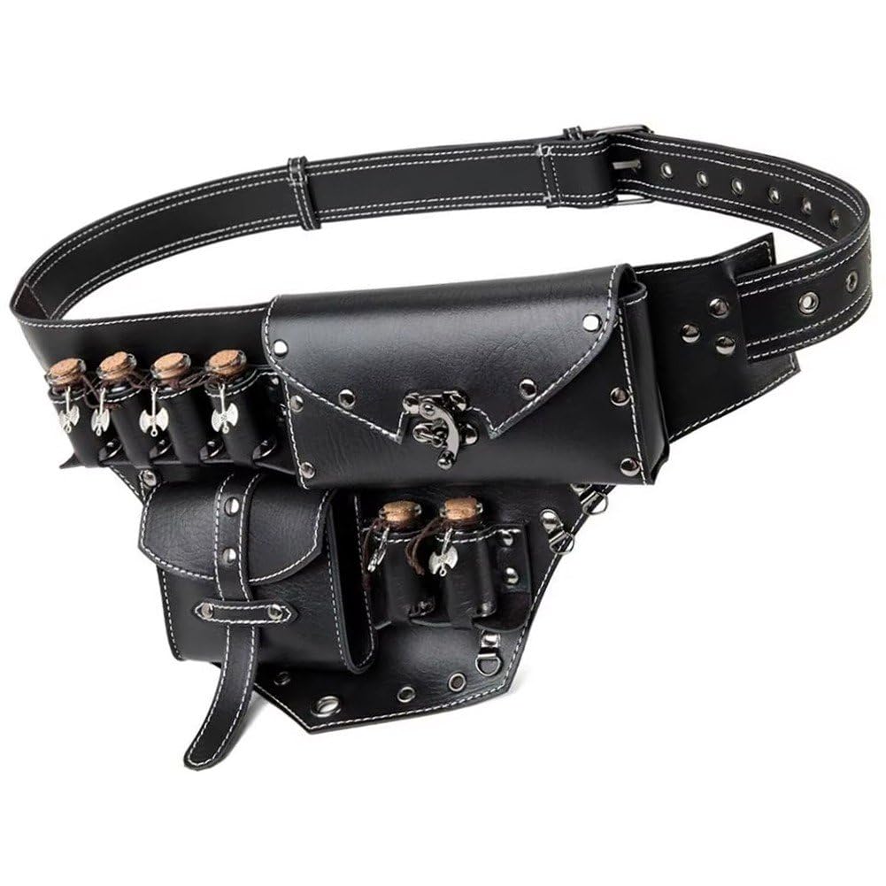 Festival médiéval et GN : ensemble de ceinture rétro avec pochette et fiole d'alchimiste