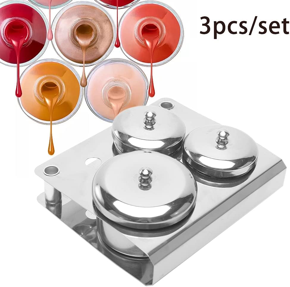 3 Pieces Acrylic Liquid Container Stainless Steel Acrylic Liquid & Powder Containers with Lids - Nail Art Storage Cups for Professionals & DIY Nail Design Tools