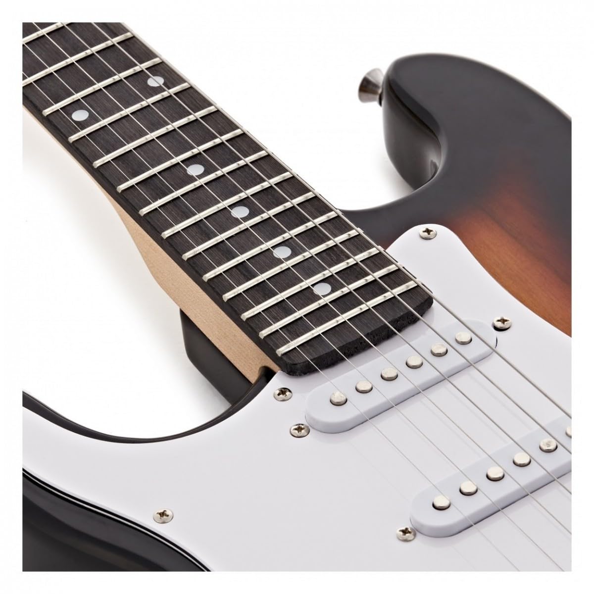 Guitarra eléctrica 3/4 LA para zurdos de Gear4music Sunburst con Amplificador de 10W