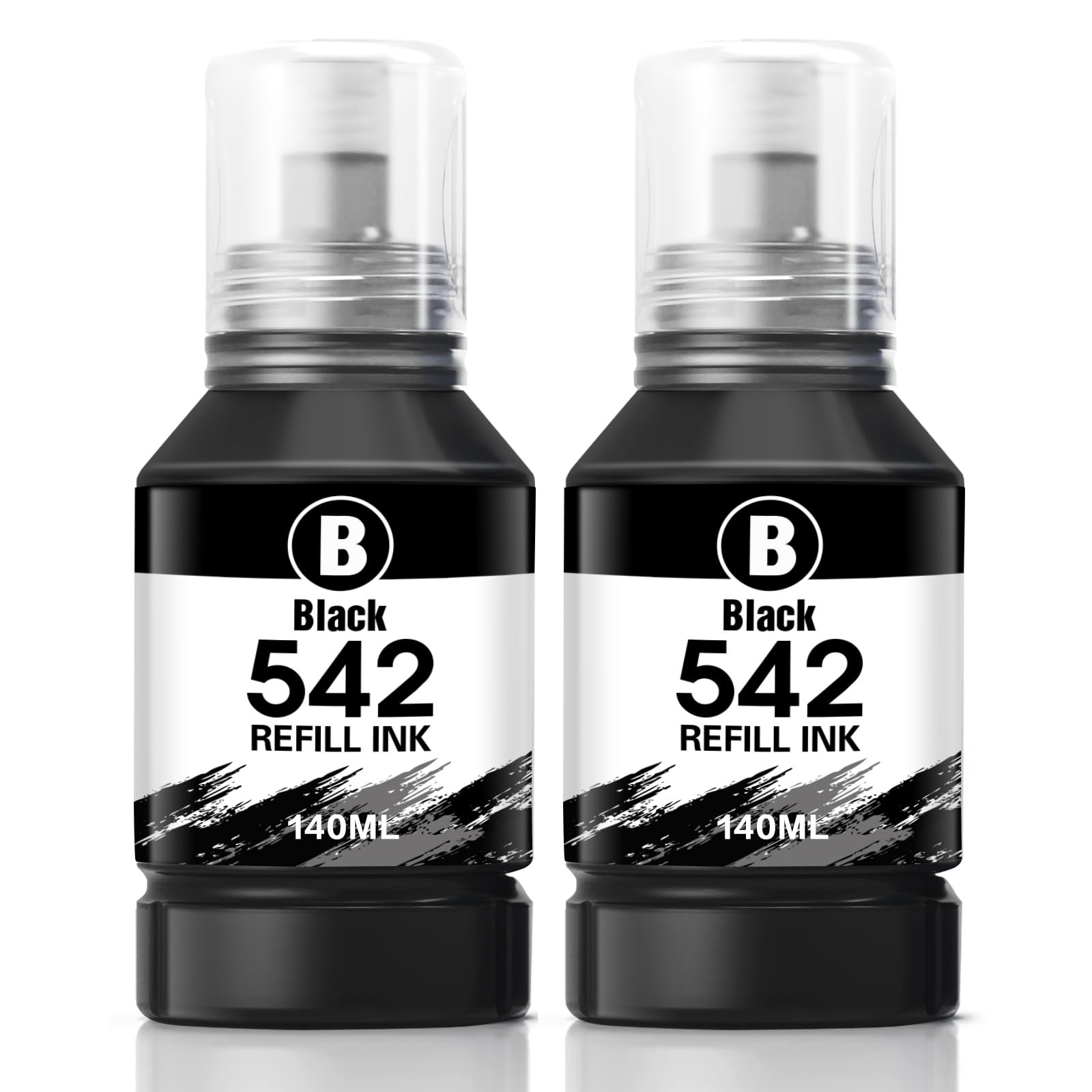 Compatible 542 Black Ink ET-5850 ET-5150 ET-5170 ET-5800 ET-16650 Replacement for 542 Ink Refill Bottles Black for EcoTank Pro ET-5150 ET-5850 ET-5180 ET-5880 ET-16600 (2 x Black 542 Pigment Ink
