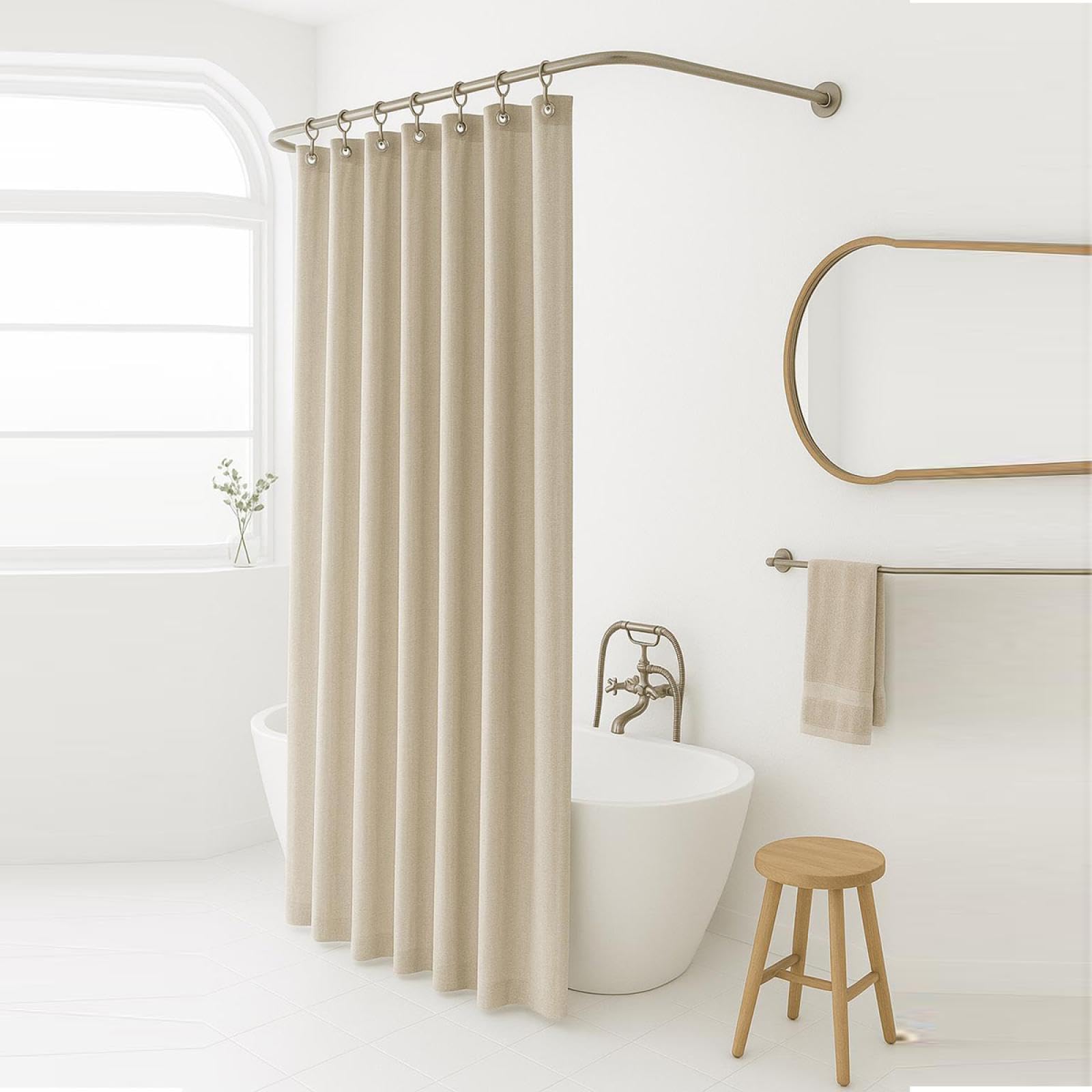 Rideau de douche imperméable en lin anti-éclaboussures 180 x 230 cm