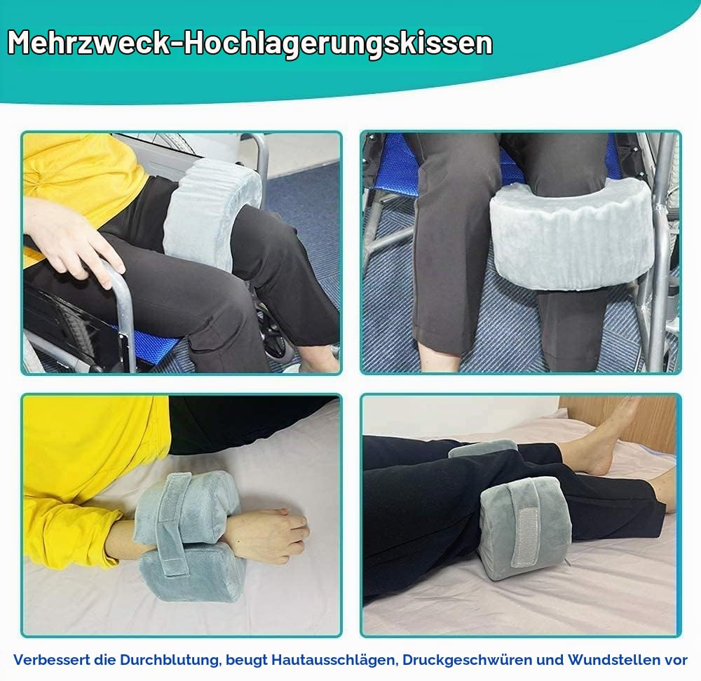 Fersenkissen Dekubitus 2 Stück Druckentlastung Schaum waschbarer Bezug