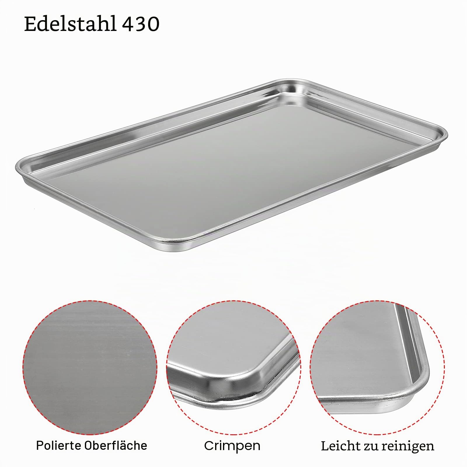 PATIKIL 430 Edelstahl Tablett, 26.5x15.5cm rechteckige flache Art Labor Instrument Tool