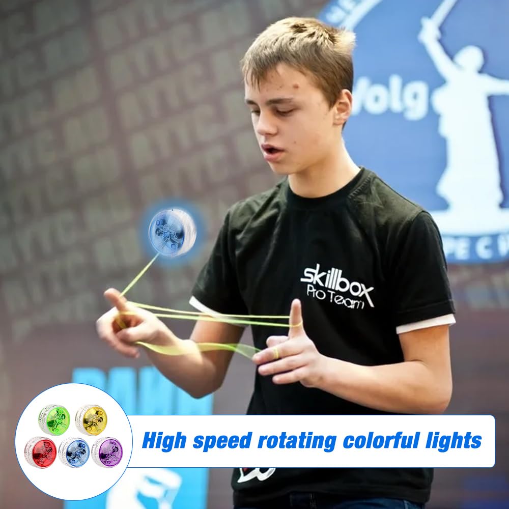 YoYo, 15 pezzi di plastica Responsive Yoyo Reattive Cuscinetti a sfera JoJo, JoJo Luminoso, Jo-Jo Giocattoli per principianti, Jo-Jo LED per feste, bomboniere