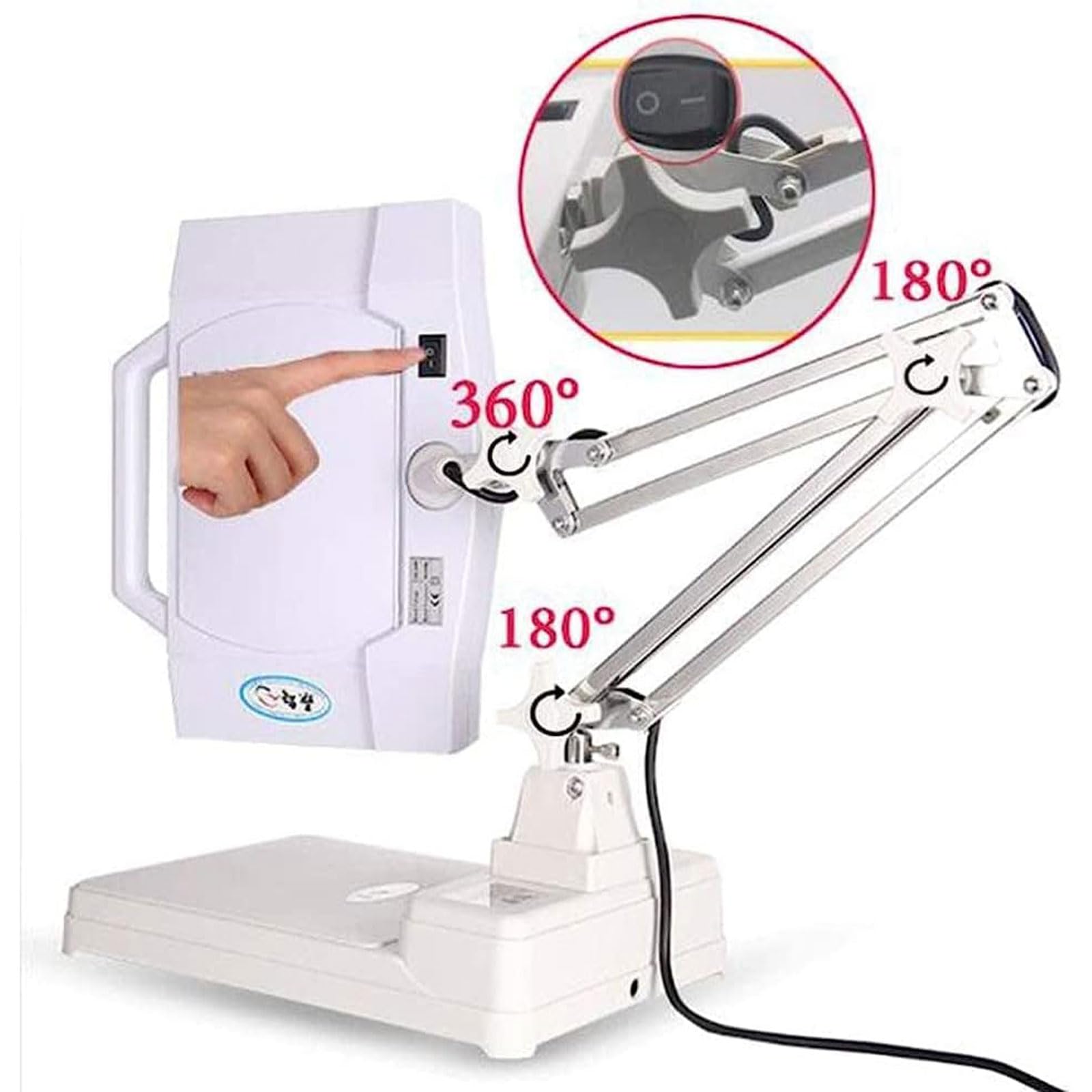 Lupa Lupas Lupa de 5x/10x con Soporte Iluminado por LED, Altura Ajustable para Lectura, Manualidades, Pasatiempos, Trabajo